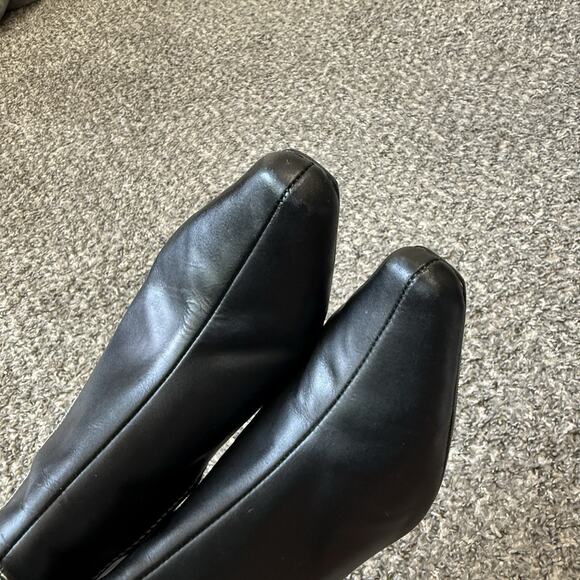 VTG Predictions Ankle Boots Pointed Toe Black Leather Heeled Buckle Zip Classic - Picture 6 of 8